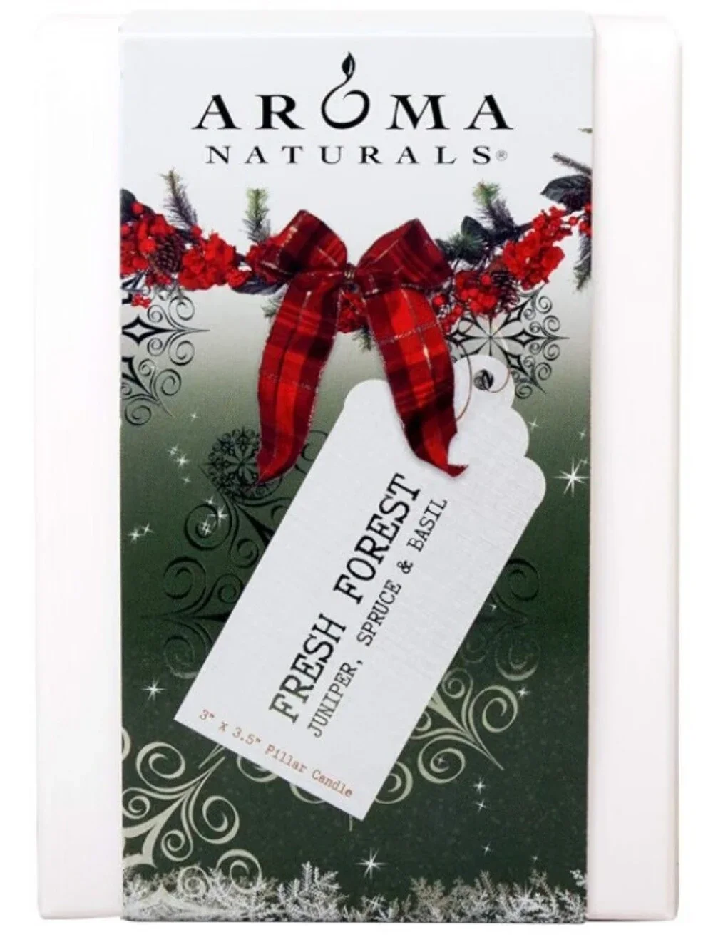 Aroma Natural FRESH FOREST : Juniper, Spruce and Basil 5in Pillar Candle NEW